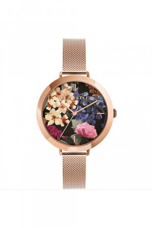 Модные аналоговые часы Ammy с цветочным принтом из нержавеющей стали - Bkpamf104Uo , черный Ted Baker