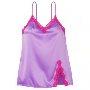 Комбинация Victoria's Secret Fun & Flirty Satin Lace-Trim, сиреневый/розовый Victoria's
