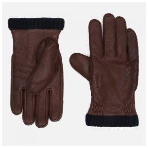 Мужские перчатки Deerskin Primaloft Ribbed чёрный , Размер 7 Hestra. Цвет: черный