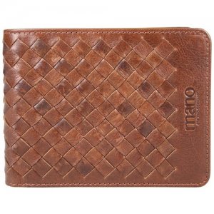 Бумажник , фактура плетеная, гладкая, коричневый Mano
