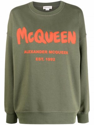Толстовка с логотипом Alexander McQueen. Цвет: зеленый