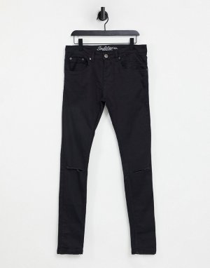 Черные зауженные джинсы со рваной отделкой -Черный цвет Soul Star
