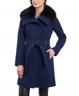 Женское пальто с воротником из искусственного меха поясом Michael Kors