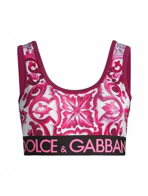 Спортивный бюстгальтер с логотипом майолики , цвет maiolica fuchsia Dolce&Gabbana
