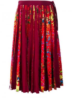 Плиссированная юбка с цветочным принтом Jonathan Cohen. Цвет: красный
