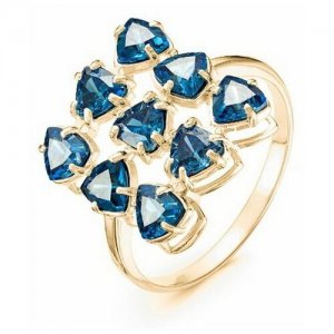 Кольцо позолота Льдинки 20-07283, цвет синий в золоте, размер 19 Нордика. Цвет: синий