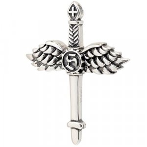 Подвеска CARRAJI Крест с крыльями, серебряный. Цвет: серебристый