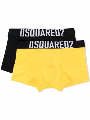 Комплект из двух трусов-боксеров с логотипом Dsquared2 Kids. Цвет: черный