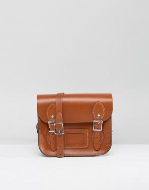 Маленькая светло-коричневая сумка сэтчел Leather Satchel Company. Цвет: рыжий