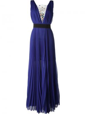 Плиссированное вечернее платье MSGM. Цвет: синий