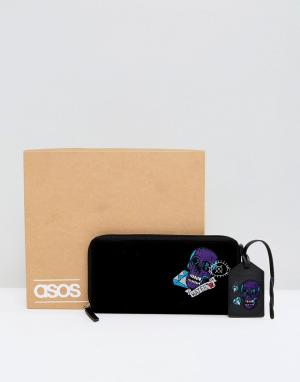 Подарочный набор с кожаным бумажником ASOS DESIGN. Цвет: черный