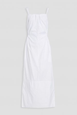 Платье макси из хлопкового поплина со сборками и вырезами Bassike, белый bassike