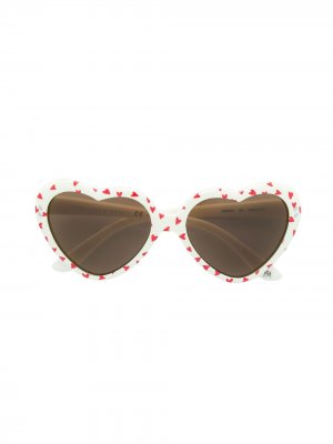 Солнцезащитные очки в оправе с сердцами Stella McCartney Kids. Цвет: белый