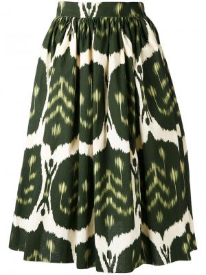 Расклешенная юбка с принтом Hache. Цвет: зелёный