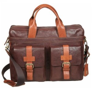 Деловая сумка с большими карманами 991355 dark brown-leather Gianni Conti. Цвет: коричневый