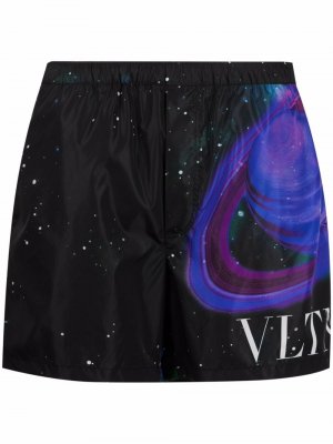 Плавки-шорты с логотипом VLTN Valentino. Цвет: черный