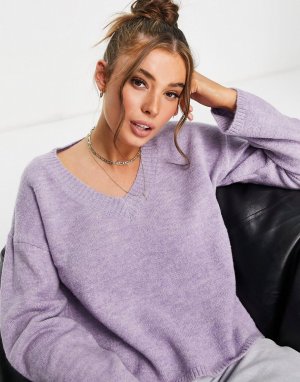 Сиреневый пуловер с V-образным вырезом Rubi-Фиолетовый цвет JDY