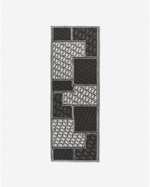 Черный женский шарф с геометрическим принтом , Adolfo Dominguez