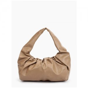 Бежевая сумка хобо, цвет светло-коричневый, размер 53*47*12 см INCITY. Цвет: коричневый/бежевый