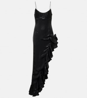 Асимметричное платье миди с оборками ALESSANDRA RICH, черный Rich