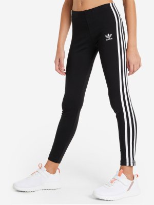 Легинсы для девочек 3-Stripes, Черный adidas. Цвет: черный