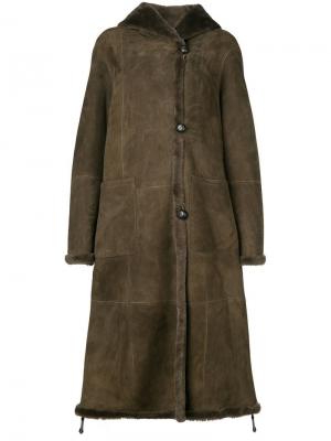 Однобортное пальто с капюшоном Liska. Цвет: зеленый