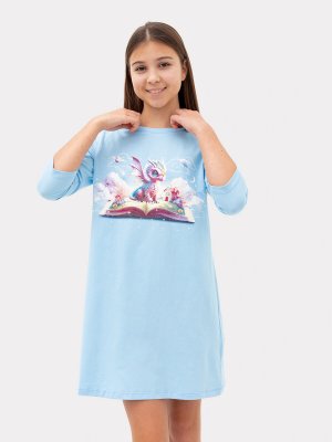 Сорочка ночная для девочек голубая с печатью Mark Formelle. Цвет: небо +печать