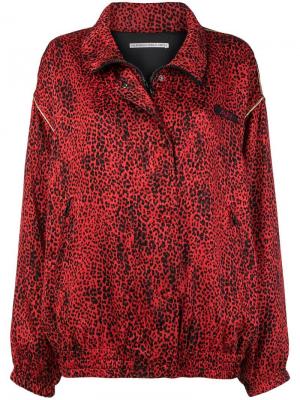 Леопардовая спортивная куртка Alessandra Rich. Цвет: красный