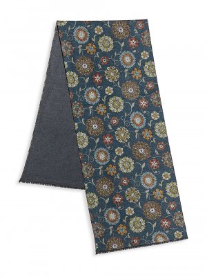 Цветочный шелковый шарф , нави Kiton
