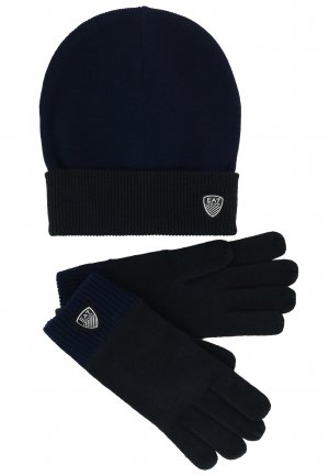 Комплект перчатки шапка EA7. Цвет: синий
