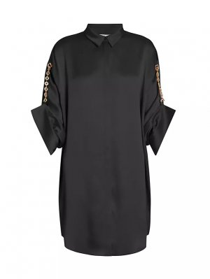 Мини-платье-рубашка с шелковой цепочкой , черный Loewe