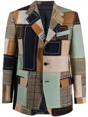 Пиджак в технике пэчворк с вышивкой BODE. Цвет: коричневый