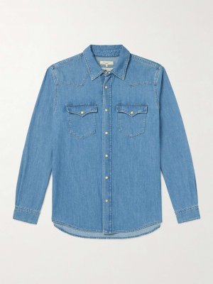 Джинсовая рубашка George в стиле вестерн NUDIE JEANS, синий Jeans