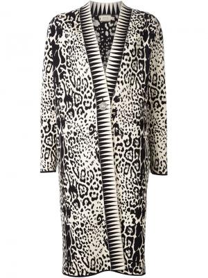 Леопардовое пальто Fausto Puglisi. Цвет: чёрный