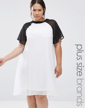 Свободное платье в стиле колор блок Plus Praslin. Цвет: белый