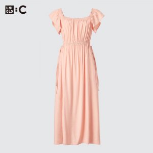 Платье открытое со сборкой на спине, розовый Uniqlo