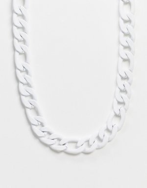 Белое массивное ожерелье с золотистой застежкой -Белый Chained & Able