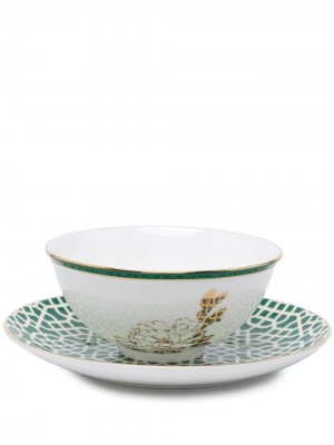 Набор посуды Peony and Butterfly Set 1 из трех предметов Shanghai Tang. Цвет: зеленый