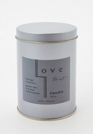 Свеча ароматическая Love tea art Scented candle Green & grape lemongrass / Зеленый чай Виноград и лемонграсс 320 гр. Цвет: серый