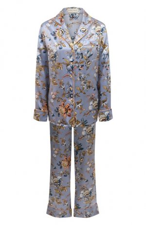 Шелковая пижама Olivia Von Halle. Цвет: голубой