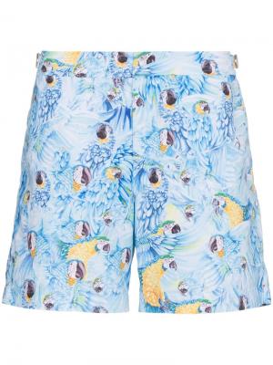 Пляжные шорты Bulldog Parrot Orlebar Brown. Цвет: синий