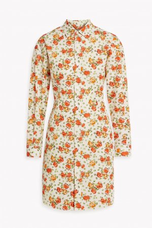 Платье-рубашка мини из хлопкового поплина с цветочным принтом, оранжевый Marni