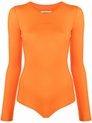 Боди с длинными рукавами и контрастной строчкой MM6 Maison Margiela. Цвет: оранжевый
