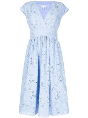 Платье-рубашка с английской вышивкой Monique Lhuillier. Цвет: синий