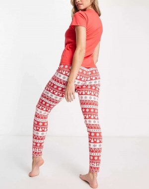 Рождественский длинный пижамный комплект в форме конфеты-трости красного цвета Brave Soul