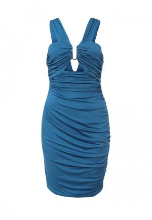 Платье Lost Ink KIARA RUCHED BAR DETAIL BODYCON DRESS. Цвет: синий