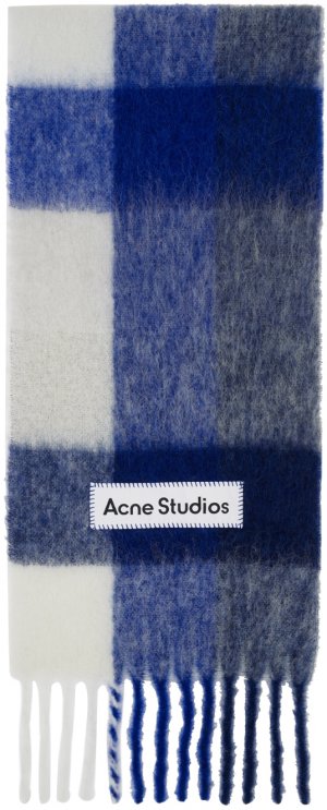 Синий шарф в клетку Acne Studios
