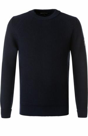 Шерстяной свитер с кожаной отделкой Belstaff. Цвет: темно-синий