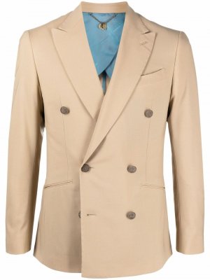 Double-breasted wool-blend blazer Maurizio Miri. Цвет: бежевый