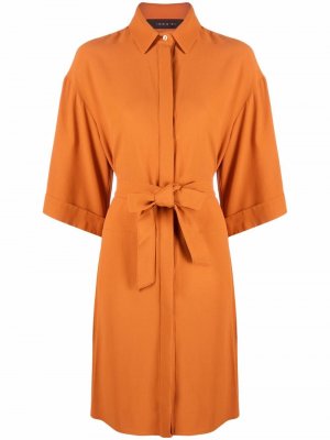 Платье-рубашка миди с поясом Federica Tosi. Цвет: оранжевый